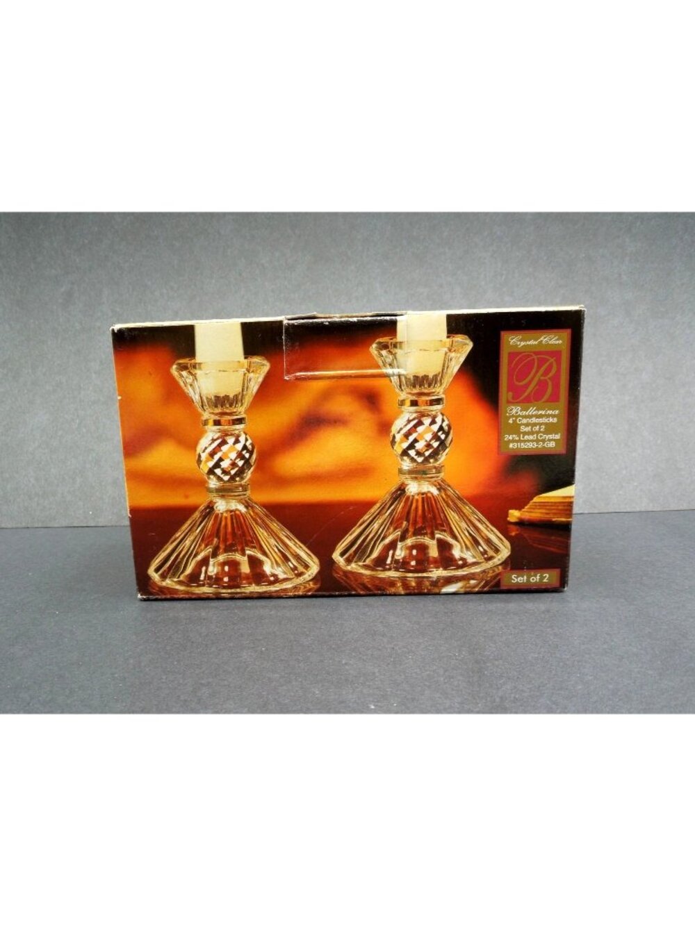 Crystal Clear Candlesticks Ballerina Lead Crystal USA Vintage 4"